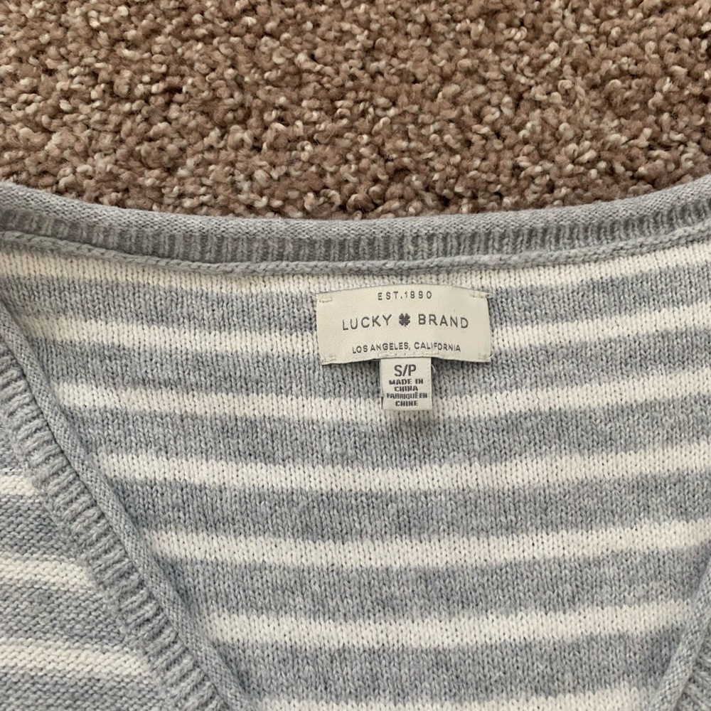 Lucky brand womens v neck striped sweater-layered - Picture 3 of 5